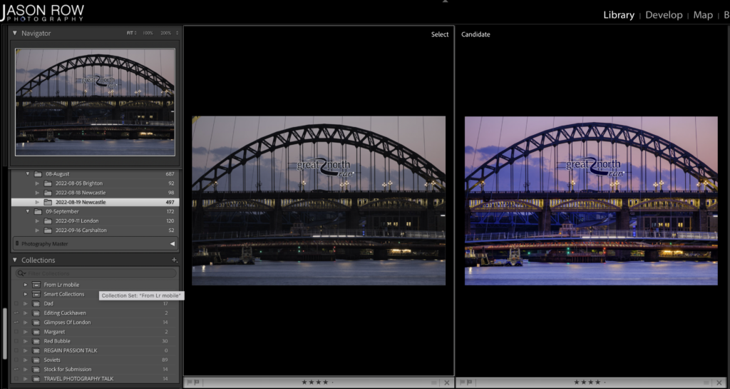 Image modifiée et non modifiée dans Lightroom