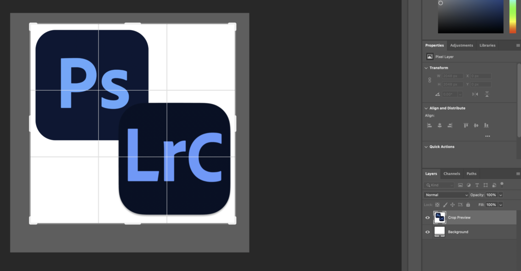Logos Adobe sur les calques Photoshop
